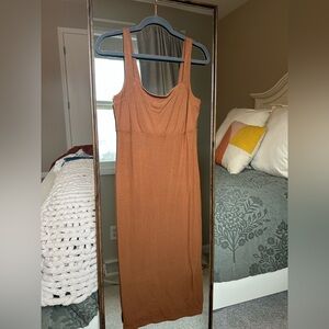 Good American Rust Orange Midi Dress